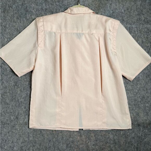 Vintage Nilani Blouse Top Women's Size 10 Peach 100% Polyester Pleated Collared - Picture 6 of 7